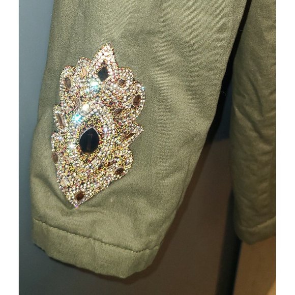 Venus Women's Hooded Winter Coat Sz 6 red Faux fur green military style Full zip - Picture 5 of 9